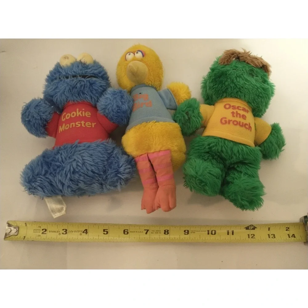 Big Bird Cookie Monster Oscar Grouch Sesame Street Playskool Vtg 1983 Plush READ